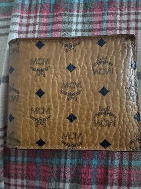MCM Cognac Logo Visetos Card & Key Holder with Black Motif